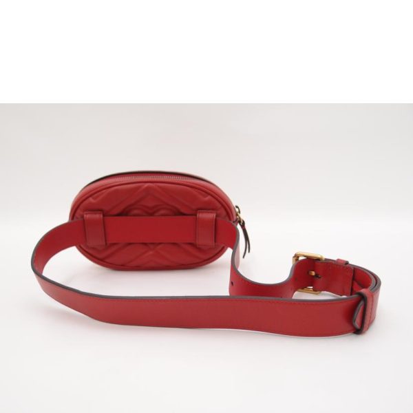 04520 2 Gucci GG Marmont Leather Belt Bag Red