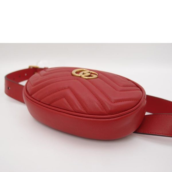 04520 3 Gucci GG Marmont Leather Belt Bag Red