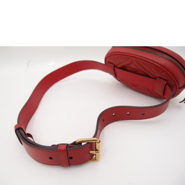 04520 5 Gucci GG Marmont Leather Belt Bag Red