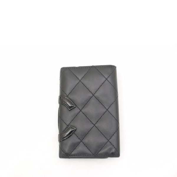 04572 2 Chanel Cambon Line Key Case Black