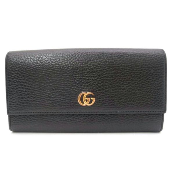 04582 1 Gucci GG Marmont Leather Continental Wallet Black