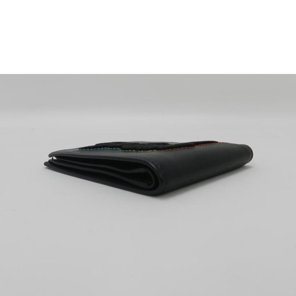 04698 3 Gucci Embroidered Bifold Billfold Wallet Black