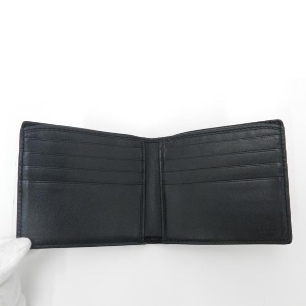 04698 4 Gucci Embroidered Bifold Billfold Wallet Black