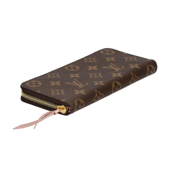 04725 3 Louis Vuitton Portefeuil Clemence Monogram Wallet Rose Ballerine