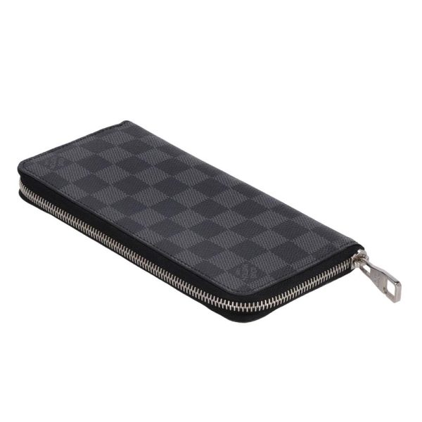 04732 3 Louis Vuitton Zippy Wallet Vertical Damier Graphite Bag Black