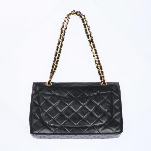 04756 2 Chanel Vintage Matelasse W Flap Chain Shoulder Bag Black