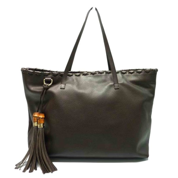 04958 1 Gucci Bamboo Tassel Leather Tote Bag