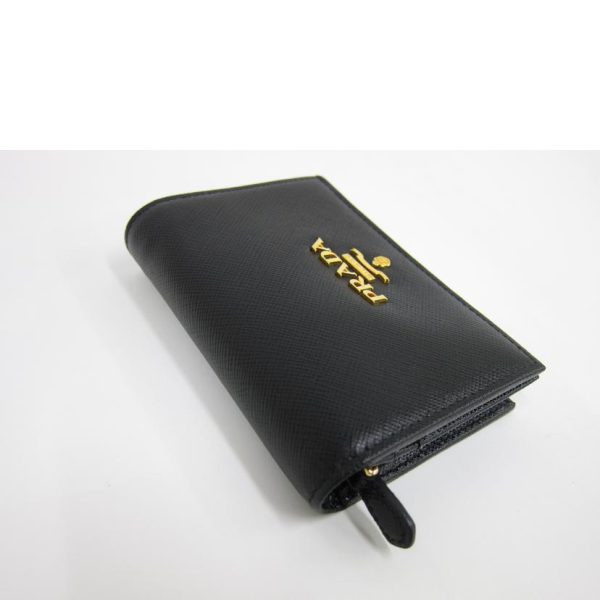 05014 5 Prada Saffiano Compact Wallet Black