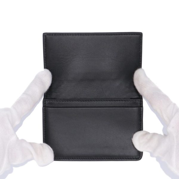 05040 3 Bottega Veneta Intrecciato Leather Card Case Black