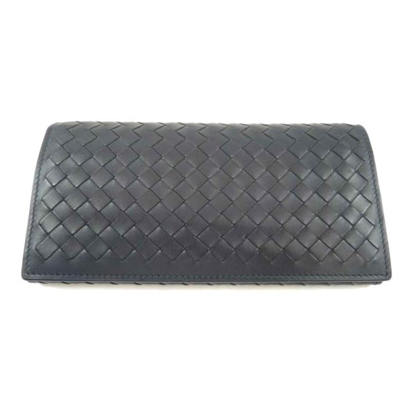 05057 1 Bottega Veneta Intrecciato Bi Fold Long Wallet Navy