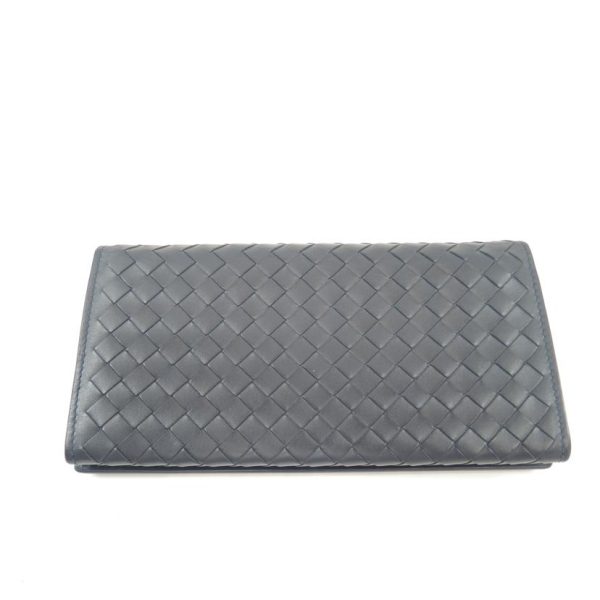 05057 2 Bottega Veneta Intrecciato Bi Fold Long Wallet Navy