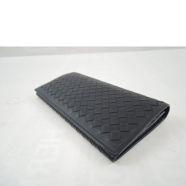 05057 3 Bottega Veneta Intrecciato Bi Fold Long Wallet Navy