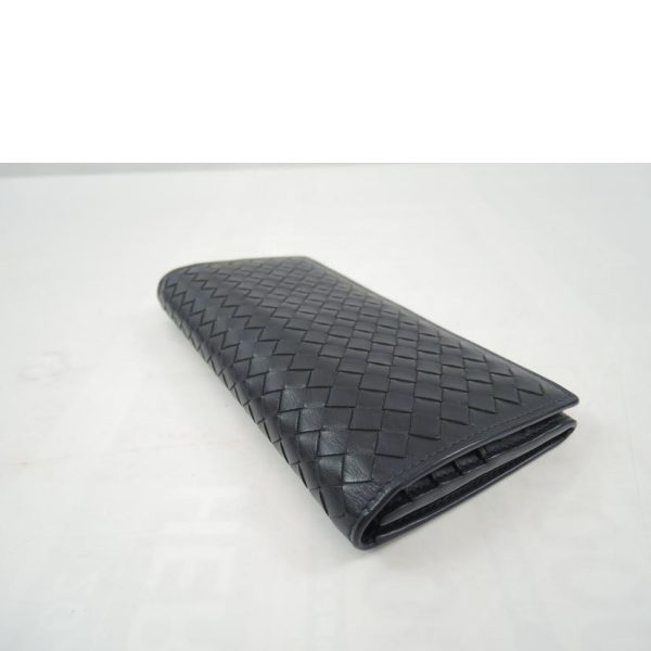 05057 4 Bottega Veneta Intrecciato Bi Fold Long Wallet Navy