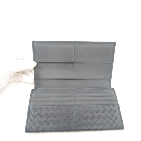 05057 5 Bottega Veneta Intrecciato Bi Fold Long Wallet Navy