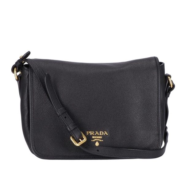 05247 1 Prada Leather Shoulder Bag Vetero Phoenix Black