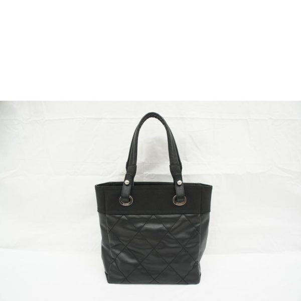 05356 2 Chanel Paris Biarritz Leather Tote Bag Black