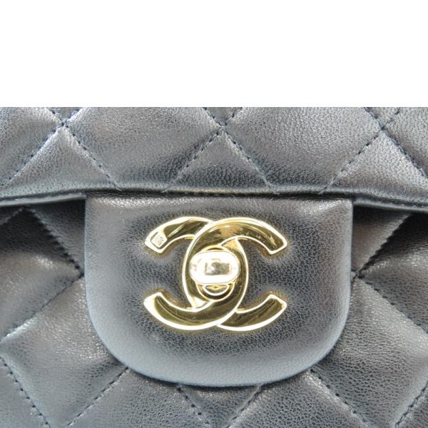 05518 13 Chanel Matelasse 25 Double Flap Chain Shoulder Bag Black