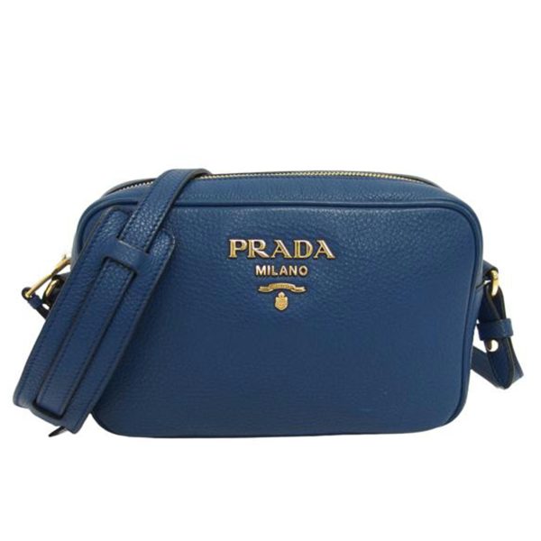 05569 1 Prada Vitello Phoenix Leather Shoulder Bag Blue