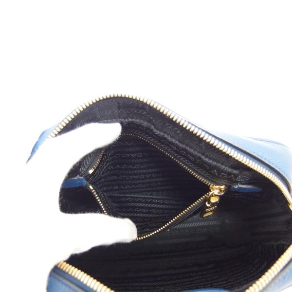 05569 12 Prada Vitello Phoenix Leather Shoulder Bag Blue