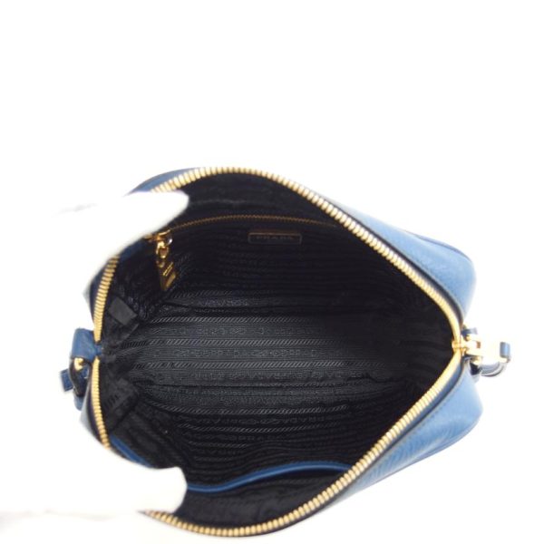 05569 5 Prada Vitello Phoenix Leather Shoulder Bag Blue