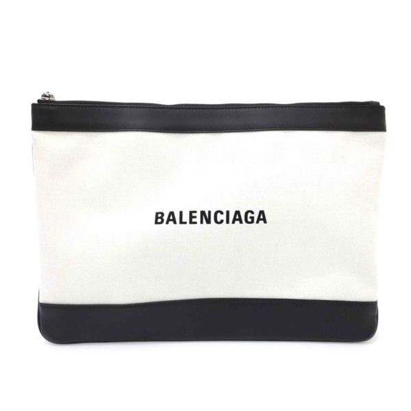 05593 1 Balenciaga Navy Cabas Clutch Bag Black