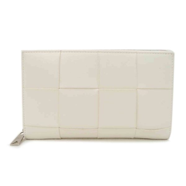 05777 1 Bottega Veneta Cassette Maxi Intrecciato Long Wallet White