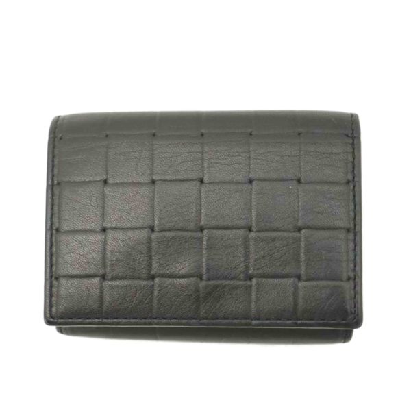 05791 1 Bottega Veneta Compact Tri fold Wallet Black