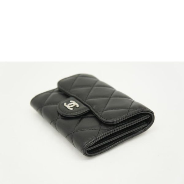 05899 3 Chanel Classic Flap Card Case Black