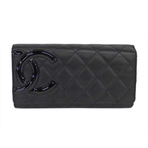 05933 1 CHANEL Cambon Line Long Wallet Black