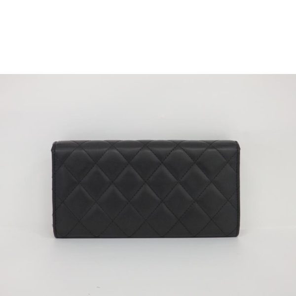 05933 2 CHANEL Cambon Line Long Wallet Black