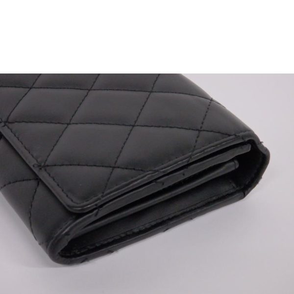 05933 9 CHANEL Cambon Line Long Wallet Black