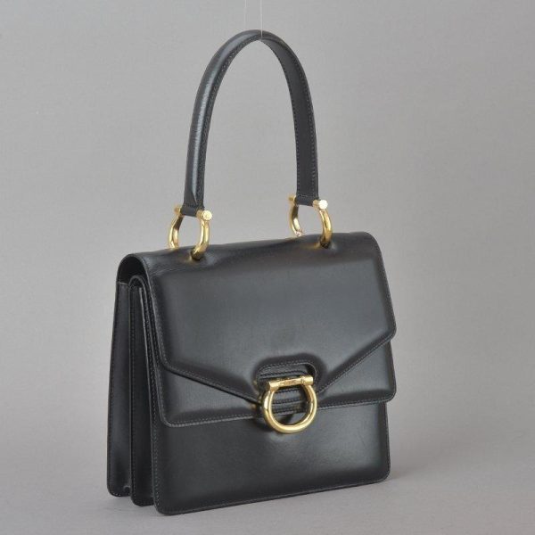 060218 12 2 Celine Leather Ring Hardware Handbag Black