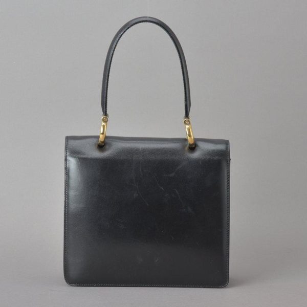 060218 12 3 Celine Leather Ring Hardware Handbag Black