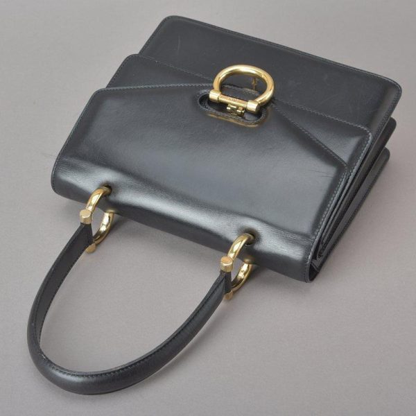 060218 12 5 Celine Leather Ring Hardware Handbag Black