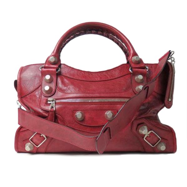 06066 1 Balenciaga Giant Leather Solid City Bag Red