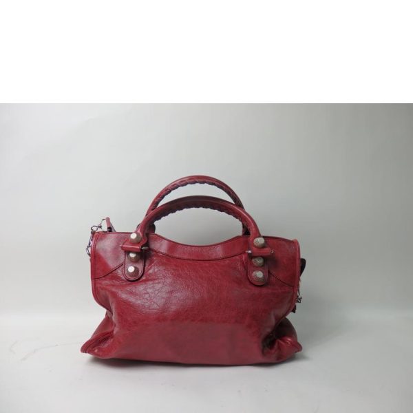 06066 2 Balenciaga Giant Leather Solid City Bag Red