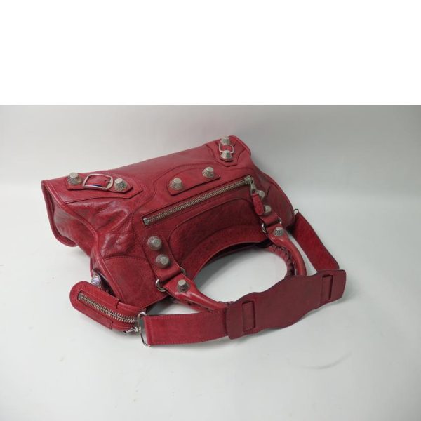 06066 4 Balenciaga Giant Leather Solid City Bag Red