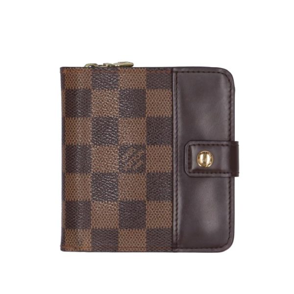 06149 1 Louis Vuitton Compact Zip Damier Wallet Ebene Brown