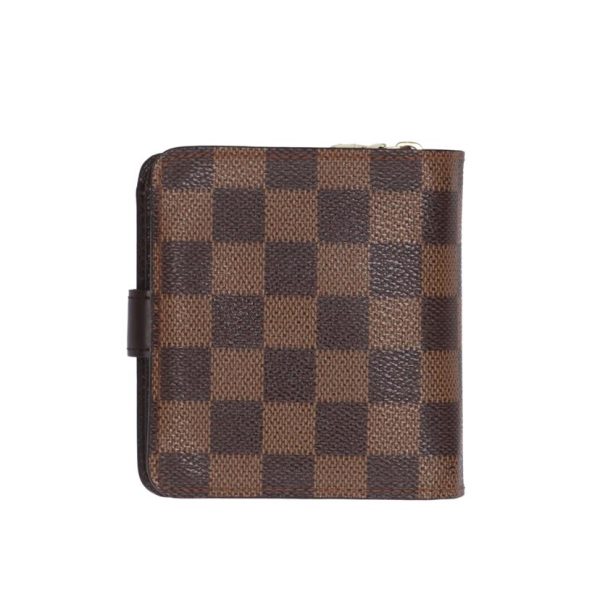 06149 2 Louis Vuitton Compact Zip Damier Wallet Ebene Brown