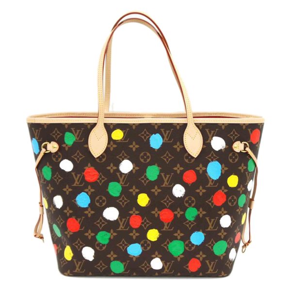 06170 1 Louis Vuitton Neverfull MM Painted Dot Kusama Bag Brown