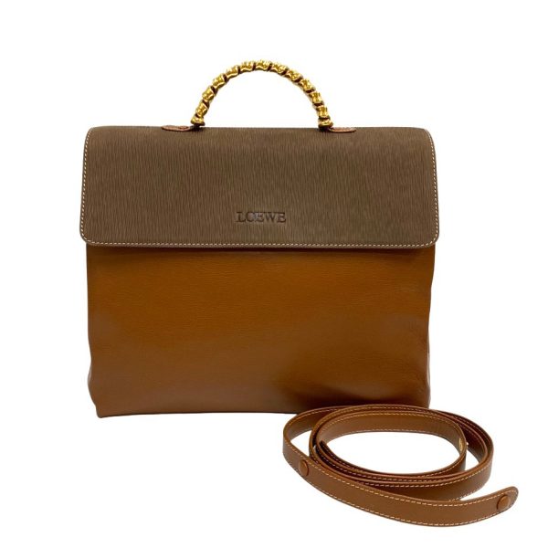 0618rva 2708 1 Loewe Velasquez Twist Handle Leather 2way Bag Brown