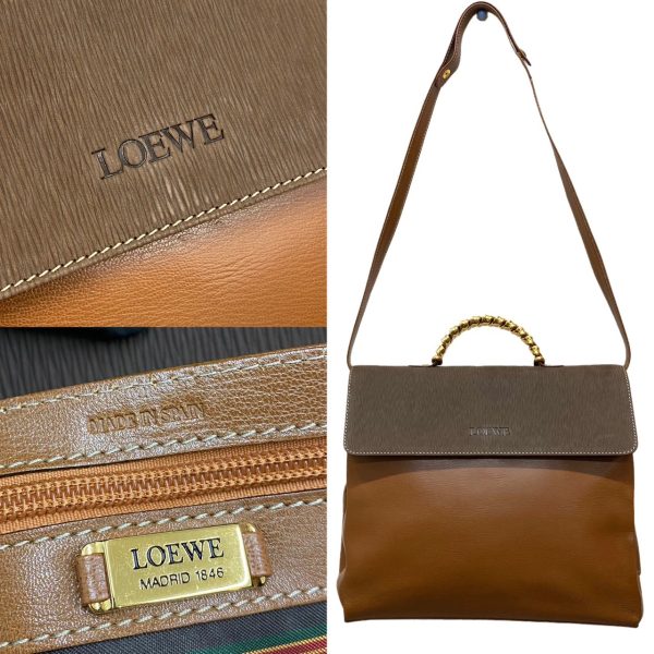 0618rva 2708 4 Loewe Velasquez Twist Handle Leather 2way Bag Brown