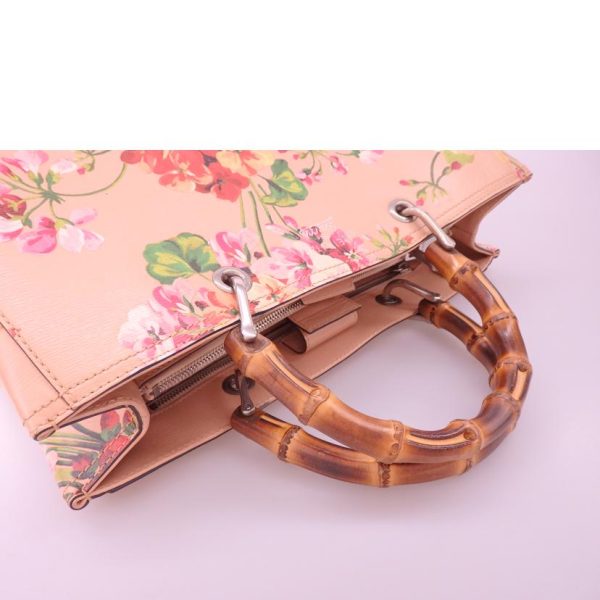 06462 4 Gucci Bamboo Floral Shopper Medium Bag Pink