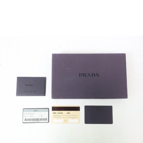 06748 10 PRADA Prada Round Zipper Long Wallet Portafolio Bag Black