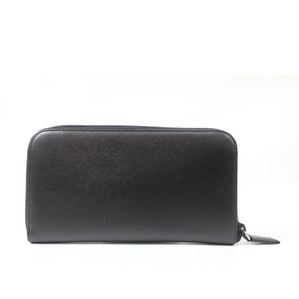 06748 3 PRADA Prada Round Zipper Long Wallet Portafolio Bag Black