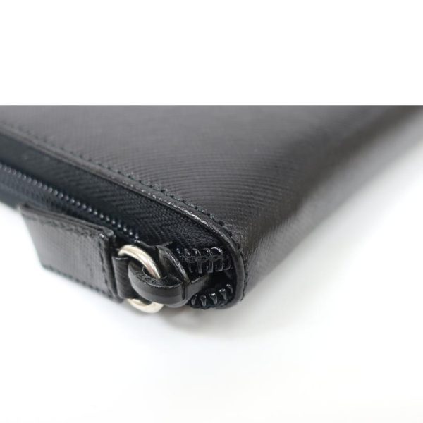 06748 5 PRADA Prada Round Zipper Long Wallet Portafolio Bag Black