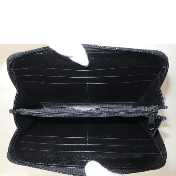 06748 7 PRADA Prada Round Zipper Long Wallet Portafolio Bag Black