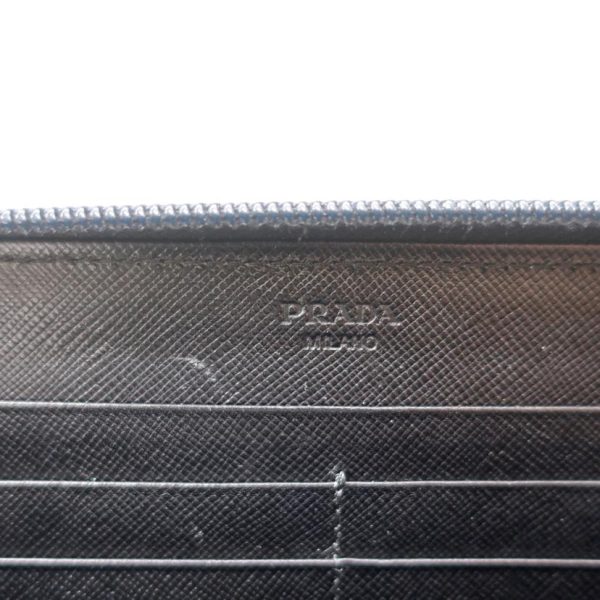 06748 9 PRADA Prada Round Zipper Long Wallet Portafolio Bag Black