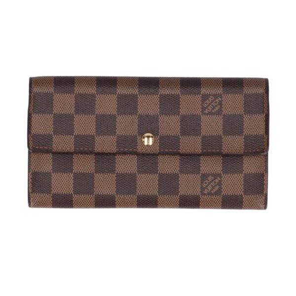 07078 1 Louis Vuitton Portefeuil Sarah Damier Ebene Wallet Brown