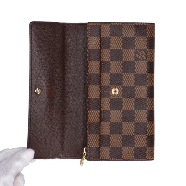 07078 5 Louis Vuitton Portefeuil Sarah Damier Ebene Wallet Brown